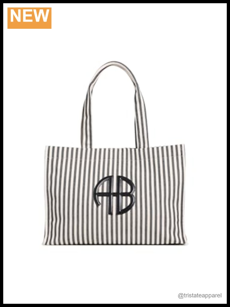 Canvas Tote Bag With Leather Trim And Logo